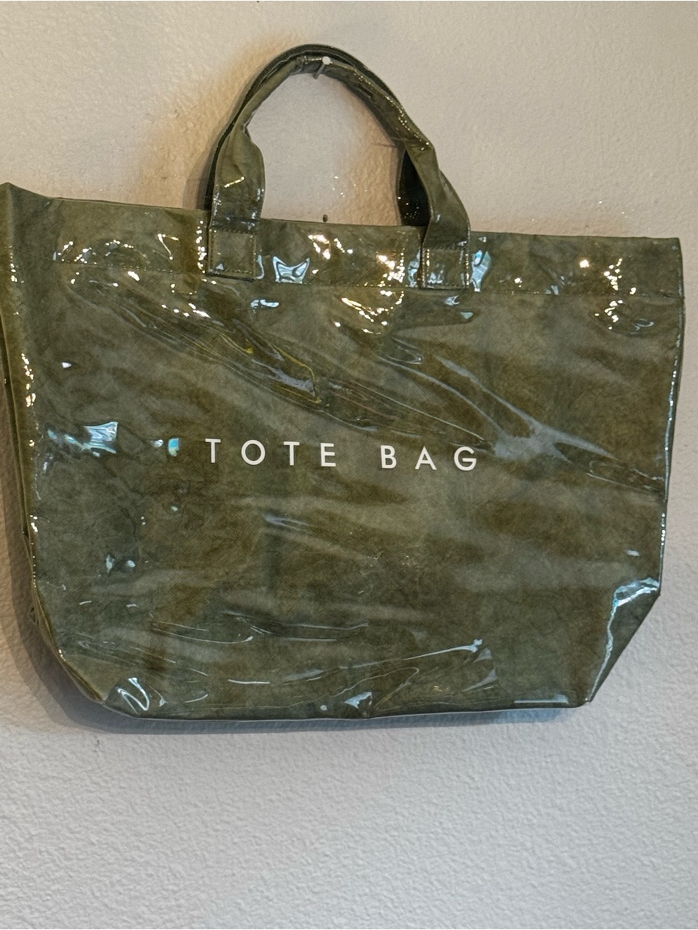Olive Green 'TOTE BAG' Vinyl-Coated Canvas Tote
